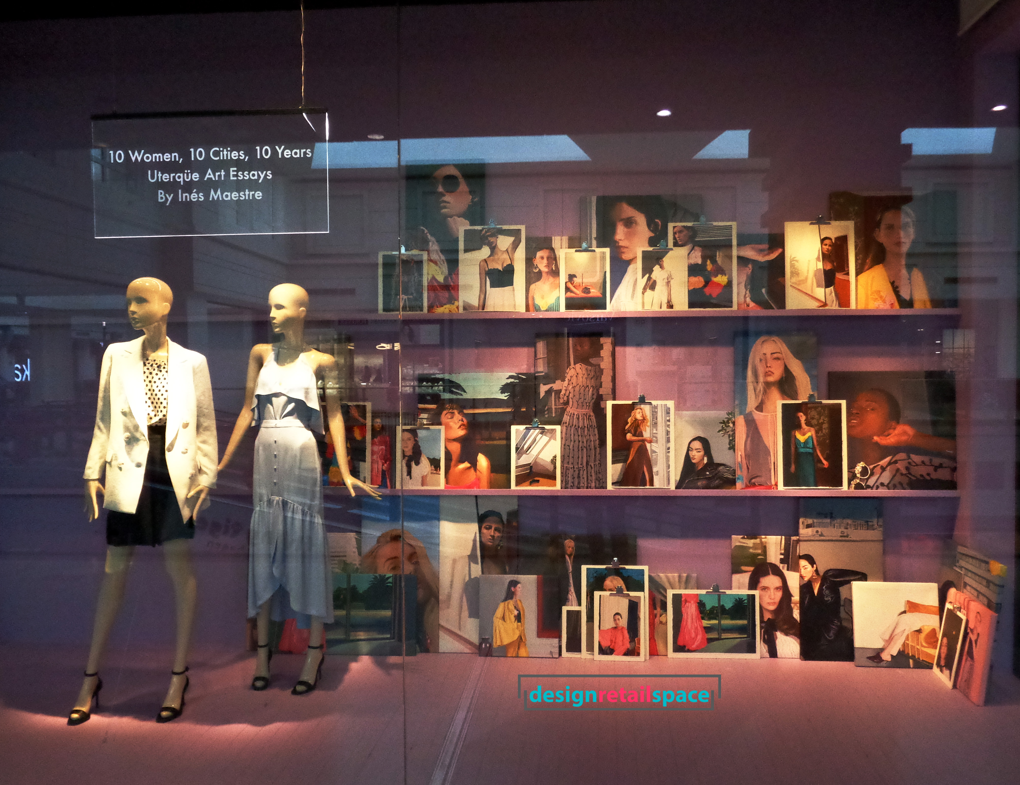 Uterque window display showing girls portraits by ines maestre