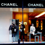 Chanel collection, metallic, silver, window display