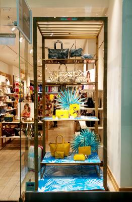 Capriza yellow and blue window display
