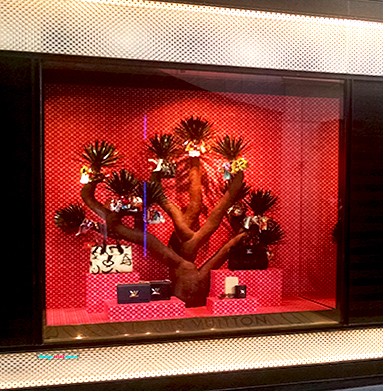 Louis Vuitton 2018 window display. Santa Monica, California, USA