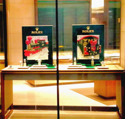 Rolex, Christmas 2018 window display, LAX airport, California, United States