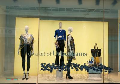 Debenhams window display yellow