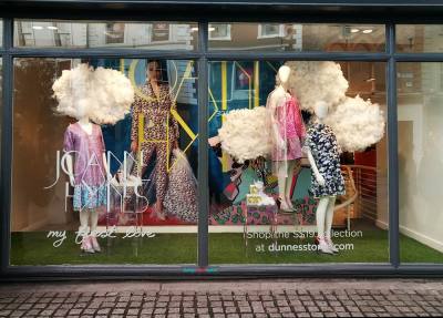 Dunnes Stores window display with fluffy clouds-1