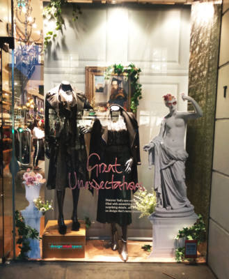 Ted baker, antique statues and paintings window display